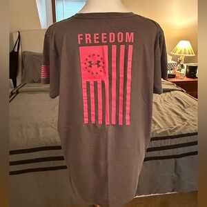 Under Armour Men's Freedom Tee - Gray and Pink